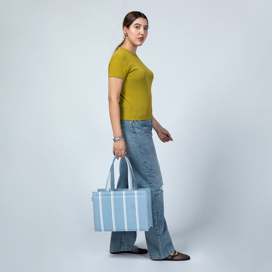 Coastal Blue Striped Tote – Summer Essential