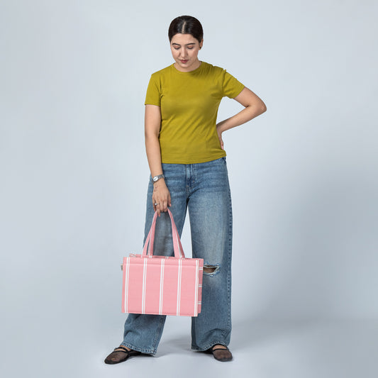 Pink Whisper Striped Tote – Summer Charm