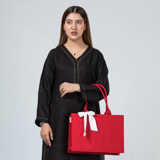 Red Knotted Velvet Tote Bag – Elegant & Eco-Friendly Handbag