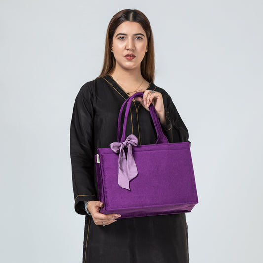 Purple Knotted Velvet Tote Bag – Luxurious & Eco-Friendly Handbag