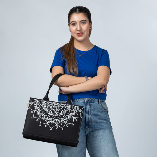 Obsidian Mandala Luxe Tote – Eco-Chic Statement Bag