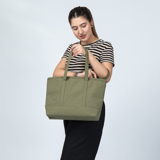 Olive Grove Tote – Waterproof Shoulder & College Bag for Girls