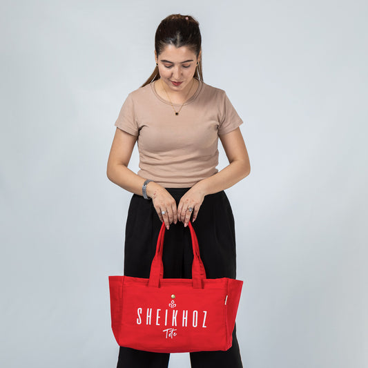 Red Striped Canvas Tote Bag – Casual Handbag