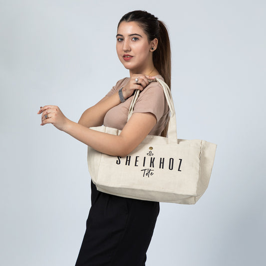 Off-white Striped Canvas Tote Bag – Casual Handbag