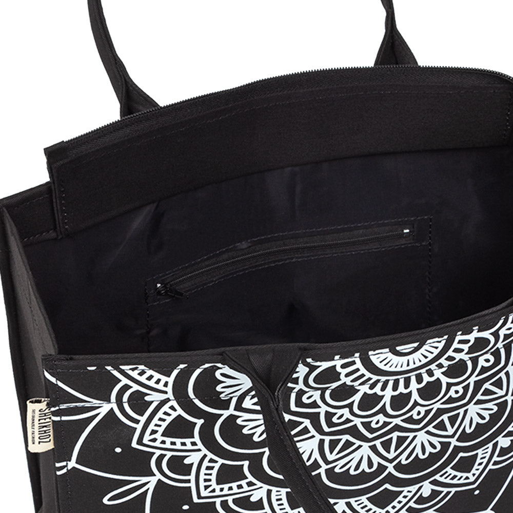 Obsidian Mandala Luxe Tote – Eco-Chic Statement Bag