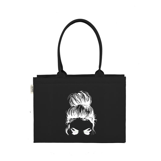 Midnight Muse – Black Mimi Face Canvas Tote Bag