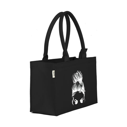 Midnight Muse – Black Mimi Face Canvas Tote Bag