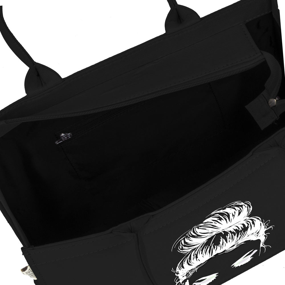 Midnight Muse – Black Mimi Face Canvas Tote Bag