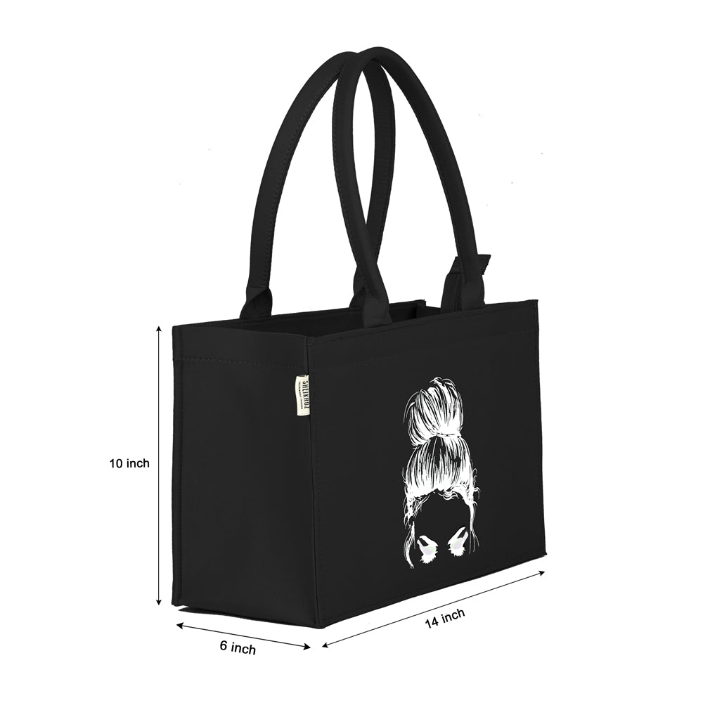 Midnight Muse – Black Mimi Face Canvas Tote Bag