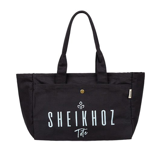 Black Striped Canvas Tote Bag – Stylish & Versatile