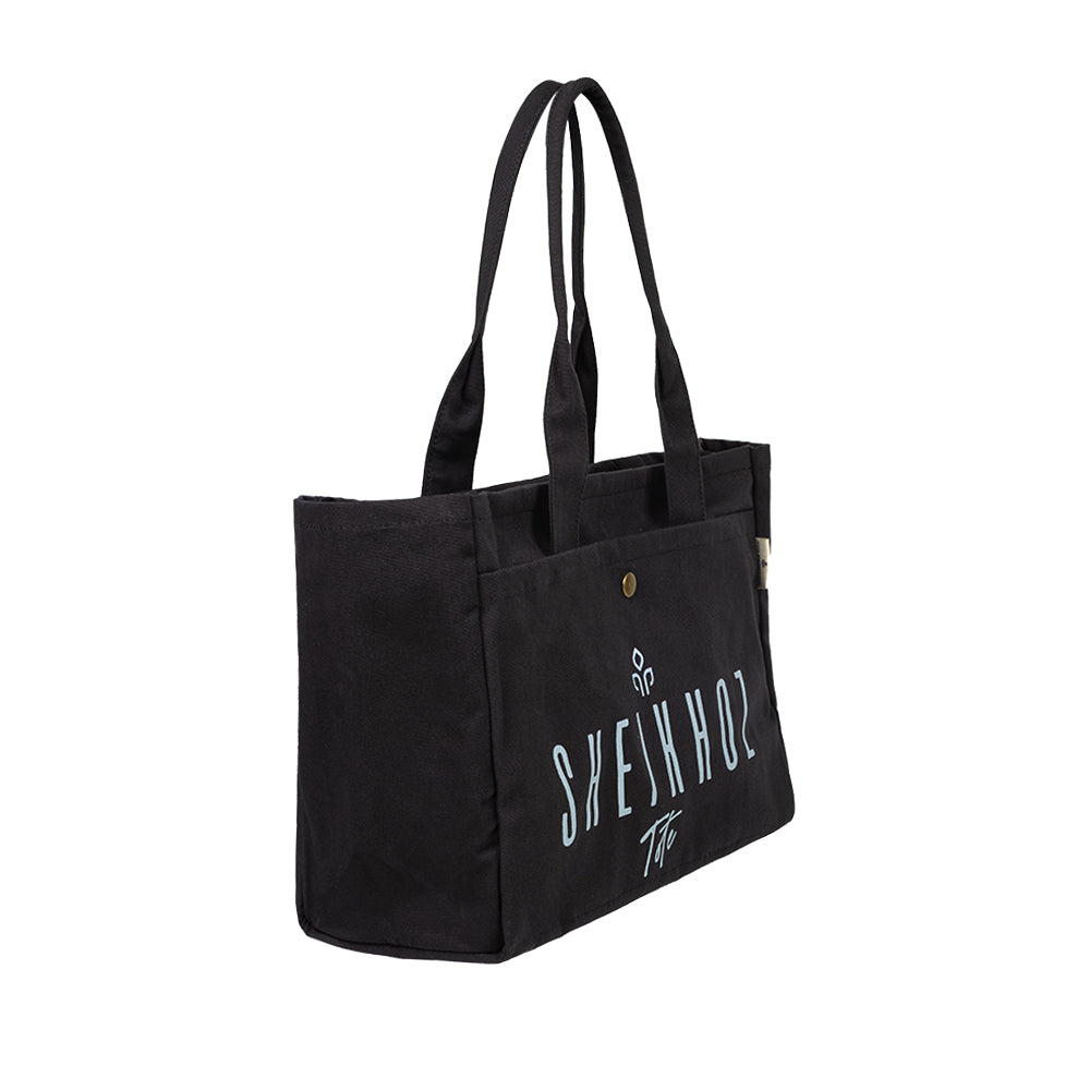 Black Striped Canvas Tote Bag – Stylish & Versatile