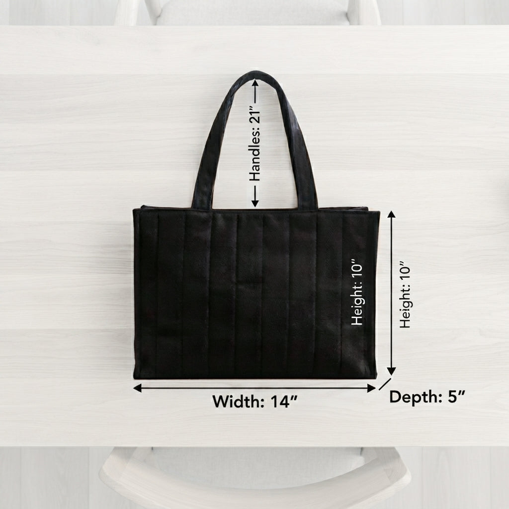 Black Velvet Quilted Tote Bag – Stylish & Versatile