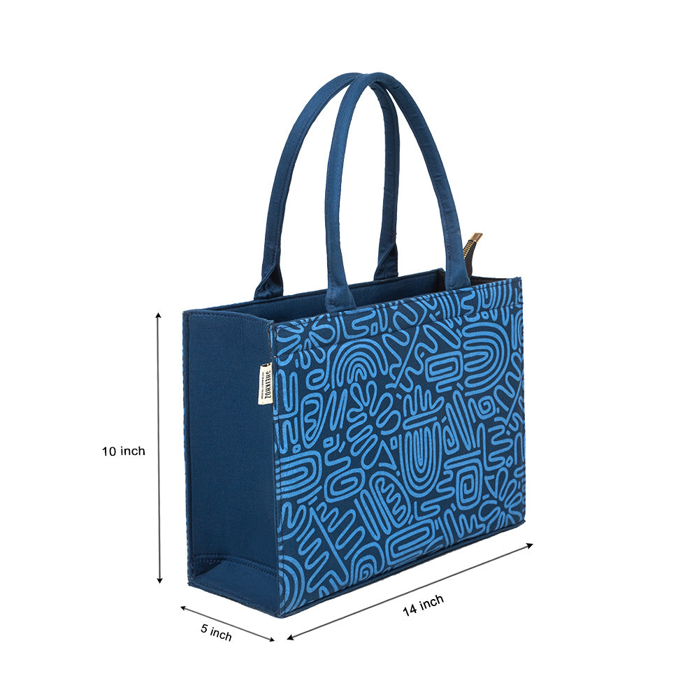 Azure Doodle Dream Tote – Eco-Chic Statement Handbag