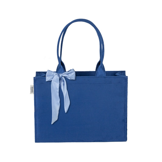 Blue Knotted Velvet Tote Bag – Luxurious & Eco-Friendly Handbag