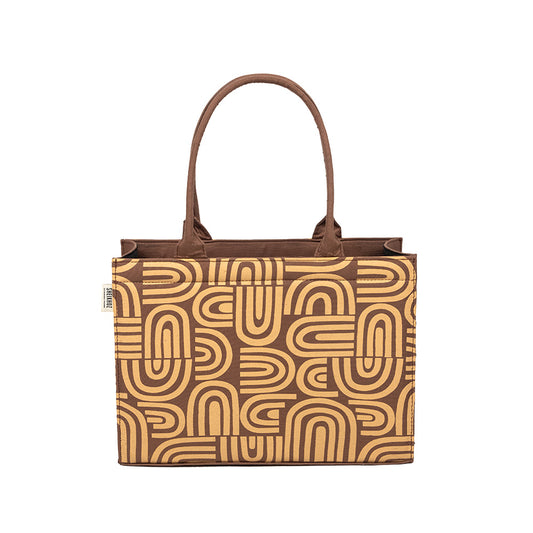 Rustic Doodle Brown Tote – Eco-Chic Statement Handbag