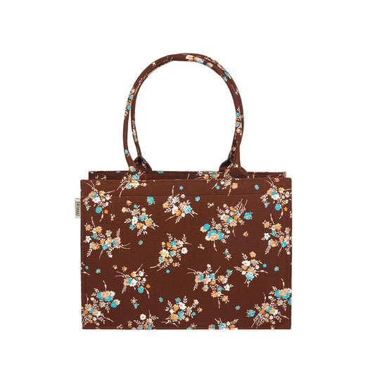 Bloom Craft Brown Floral Tote with pink pop tote