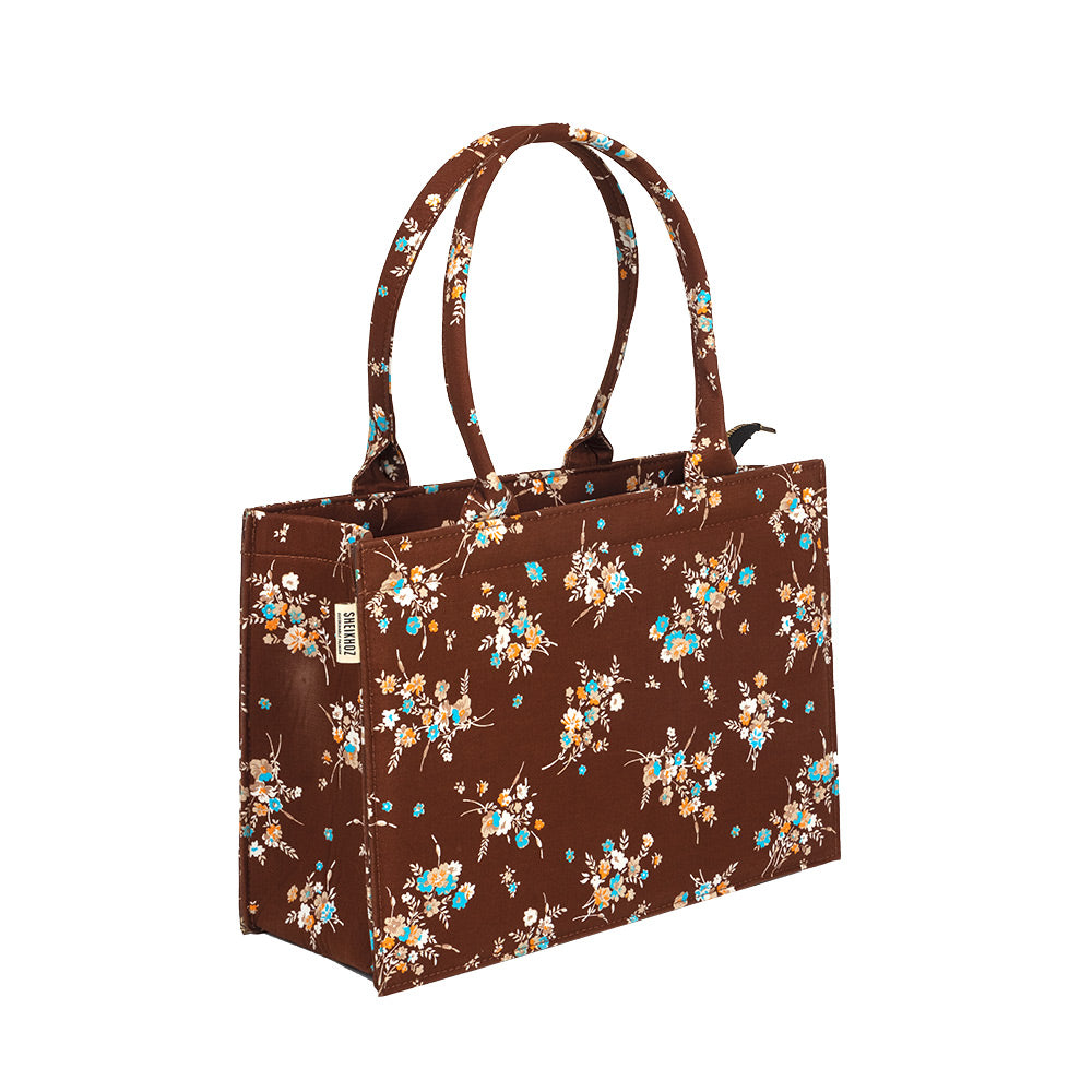 Bloom Craft Brown Floral Tote β Everyday Elegance