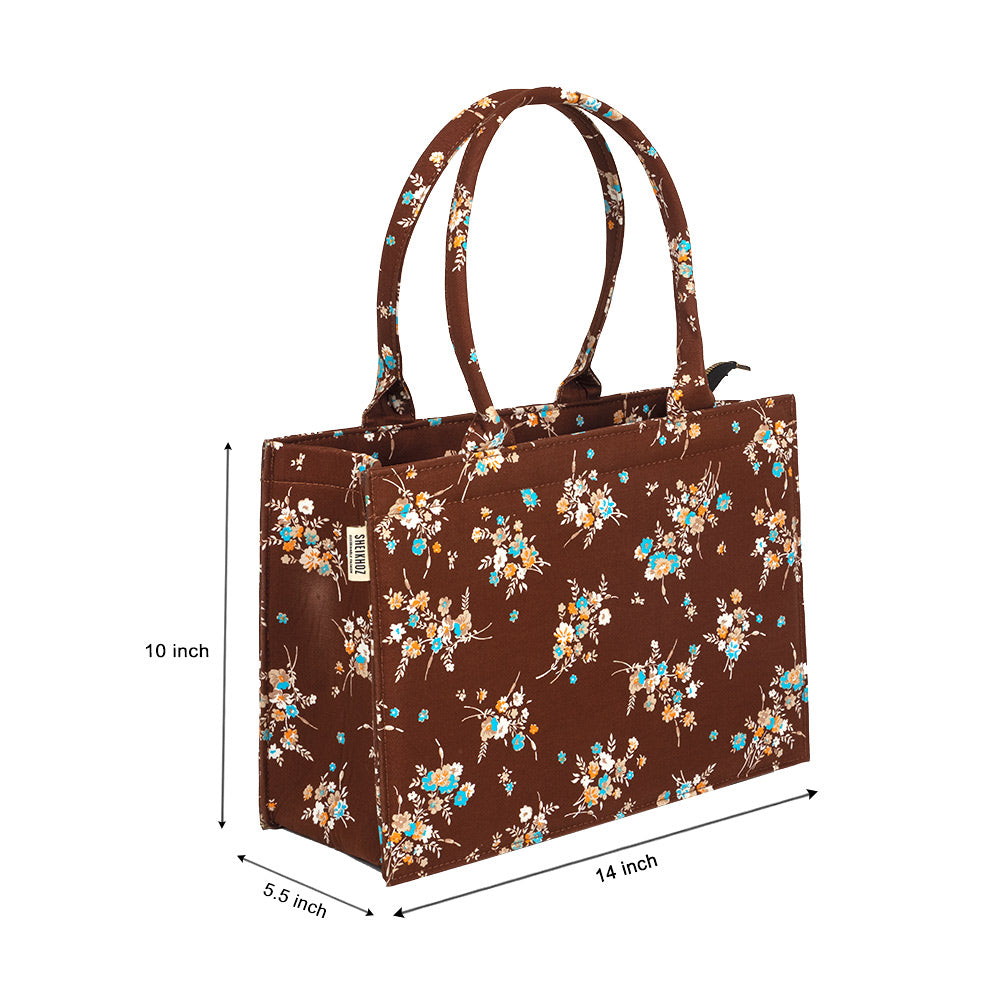 Bloom Craft Brown Floral Tote β Everyday Elegance