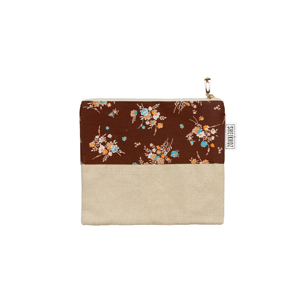 Floral Light Brown Pouch – Cotton & Jute Charm