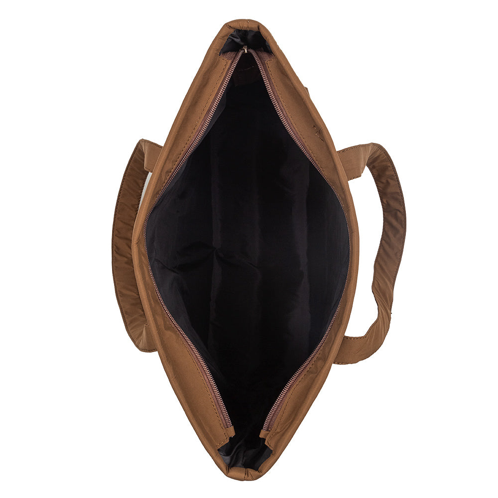 Mocha Breeze Brown Tote – Waterproof Shoulder & College Bag for Girls