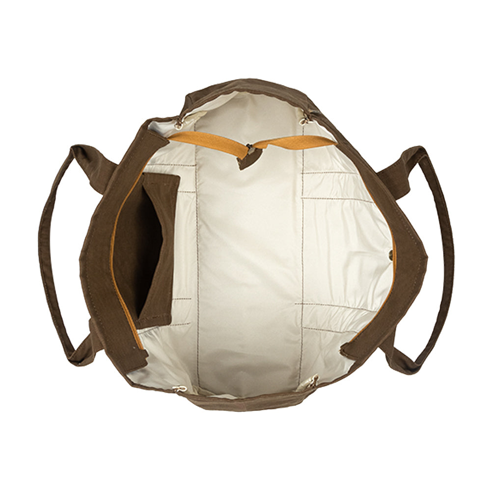 Brown Striped Canvas Tote Bag – Stylish & Versatile