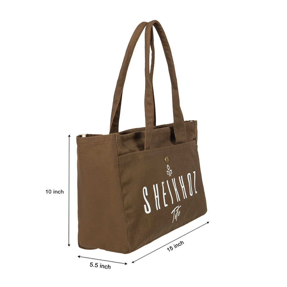 Brown Striped Canvas Tote Bag – Stylish & Versatile