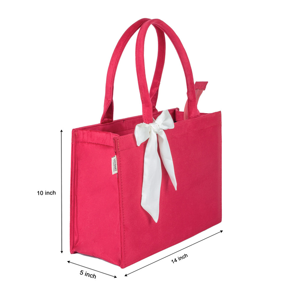 Red Knotted Velvet Tote Bag – Elegant & Eco-Friendly Handbag
