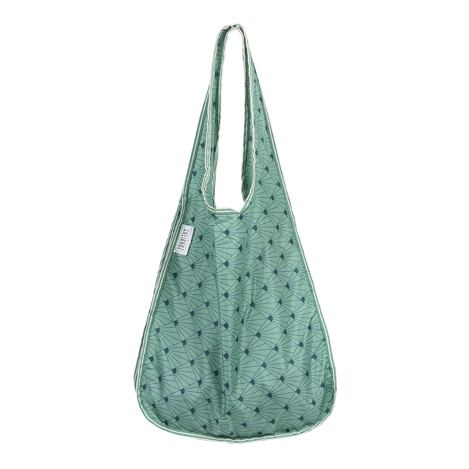 Pop Tote - Green Printed Tote with Piping