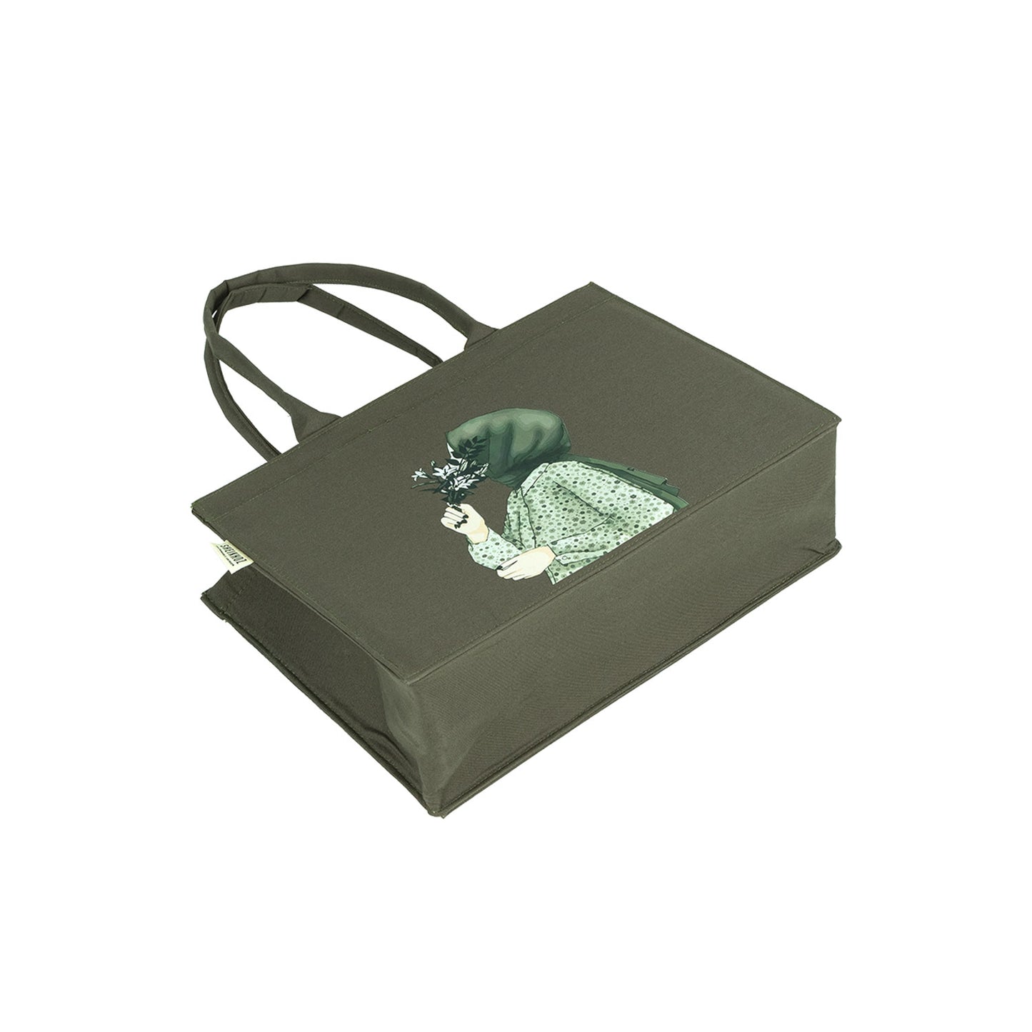 Canvas Bag - Green Girl Hijab Printed Tote