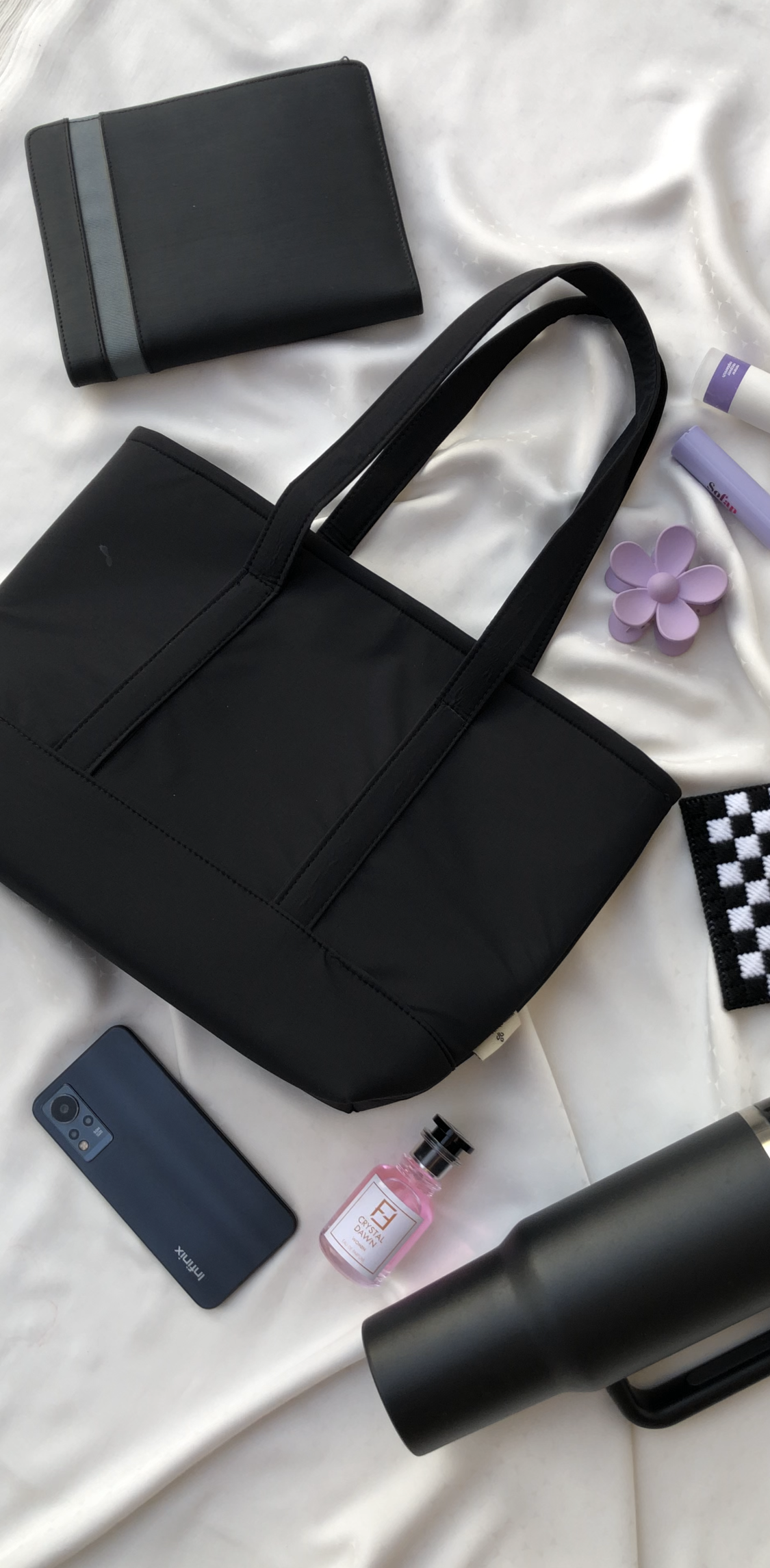 Ink Black Charm Tote β Stylishly Strong, Perfect for College Life