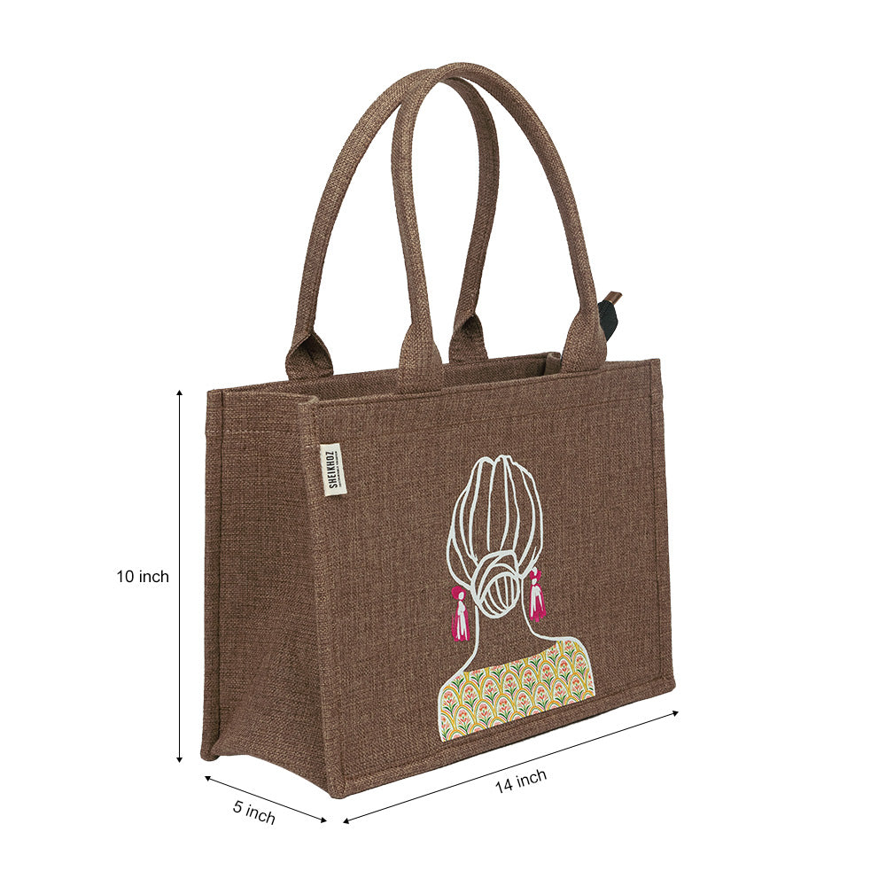 Artistic Girl Jute Handbag – Warm Beige Eco Tote