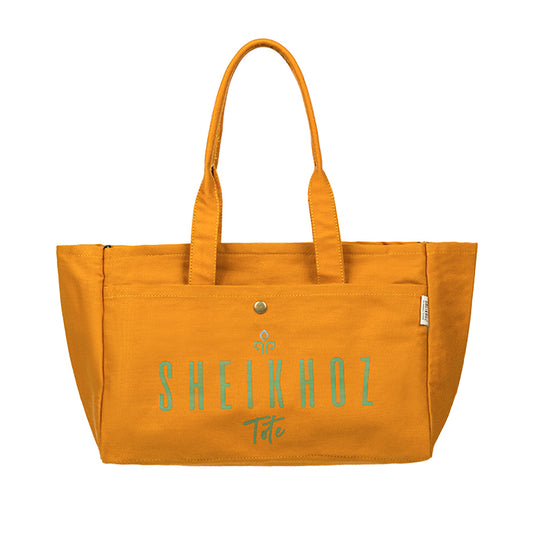 Mustard Striped Canvas Tote Bag – Casual Handbag