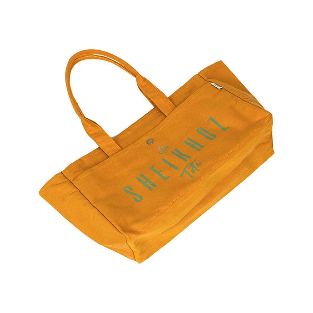 Mustard Striped Canvas Tote Bag – Casual Handbag