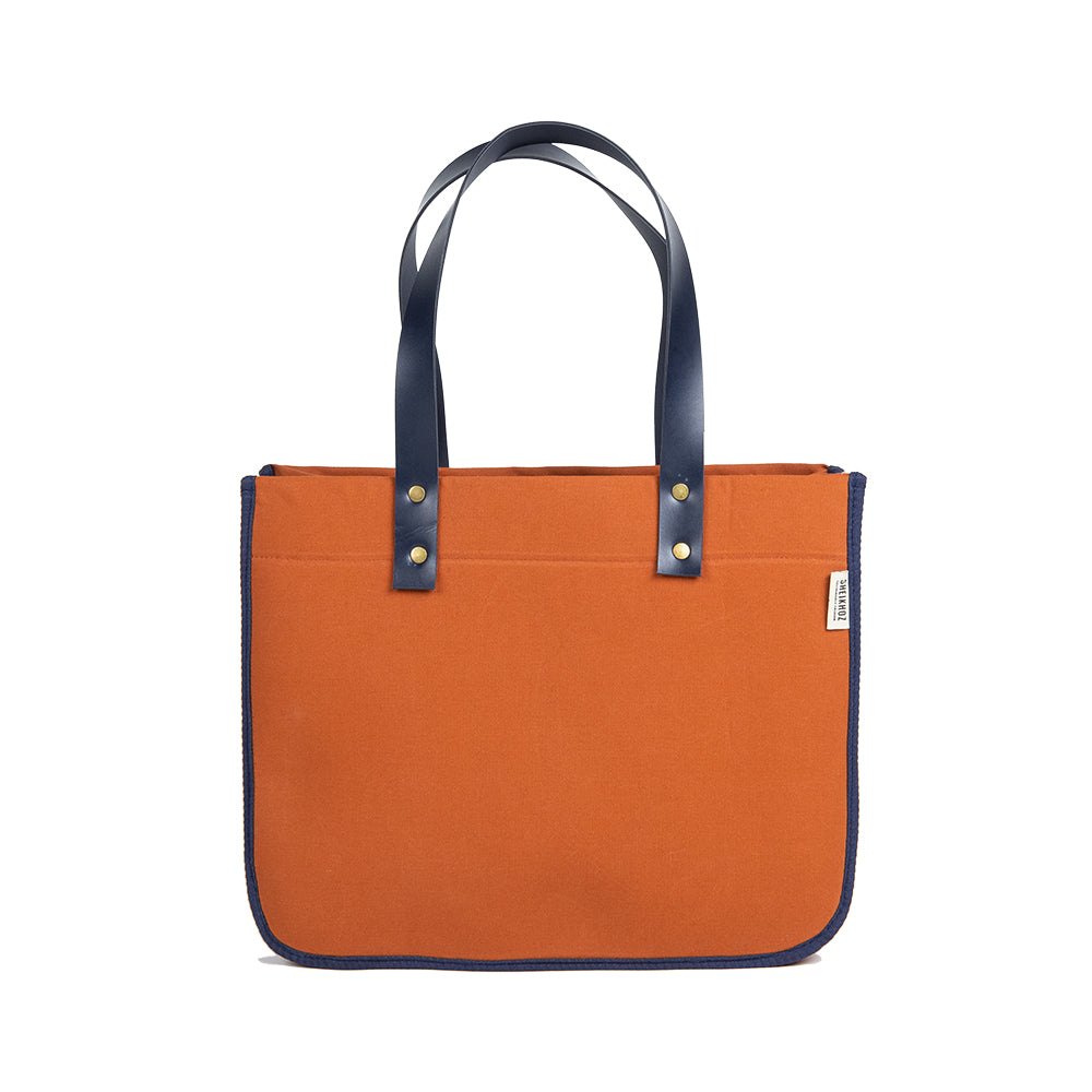 SHEIKHOZ - Canvas with Navy Leather Handles and Piping