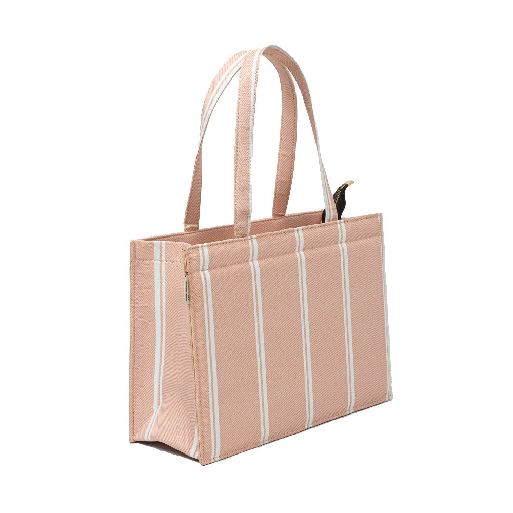 Peach Blush Striped Tote – Soft & Stylish Summer Vibes