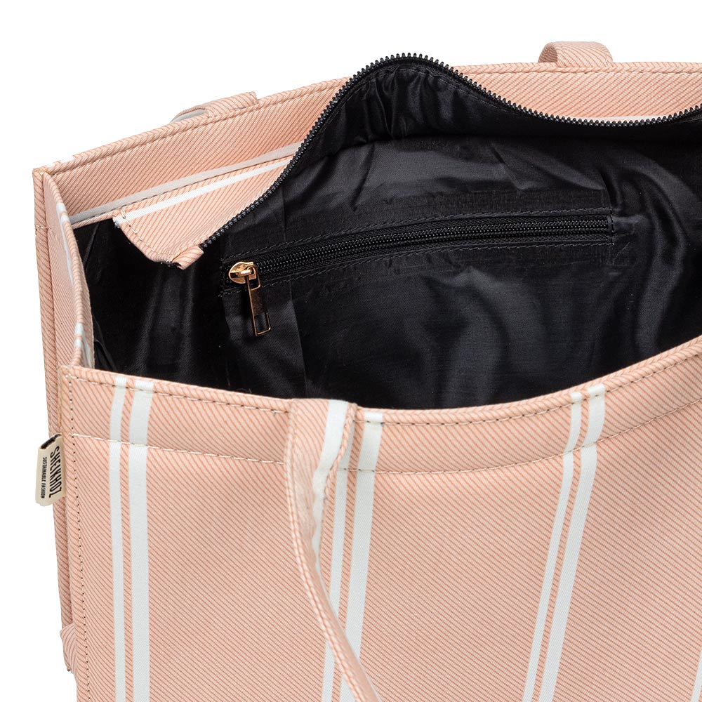 Peach Blush Striped Tote – Soft & Stylish Summer Vibes
