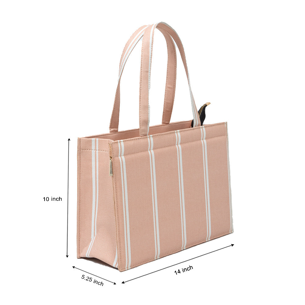 Peach Blush Striped Tote – Soft & Stylish Summer Vibes