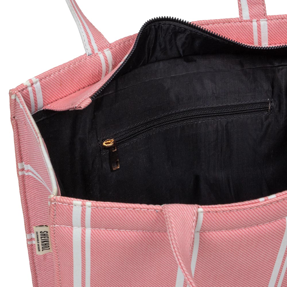 Pink Whisper Striped Tote – Summer Charm