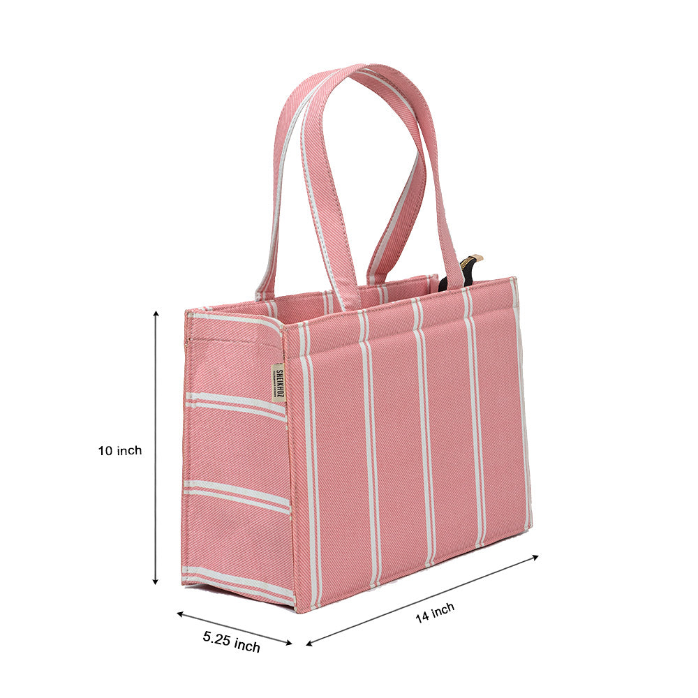 Pink Whisper Striped Tote – Summer Charm