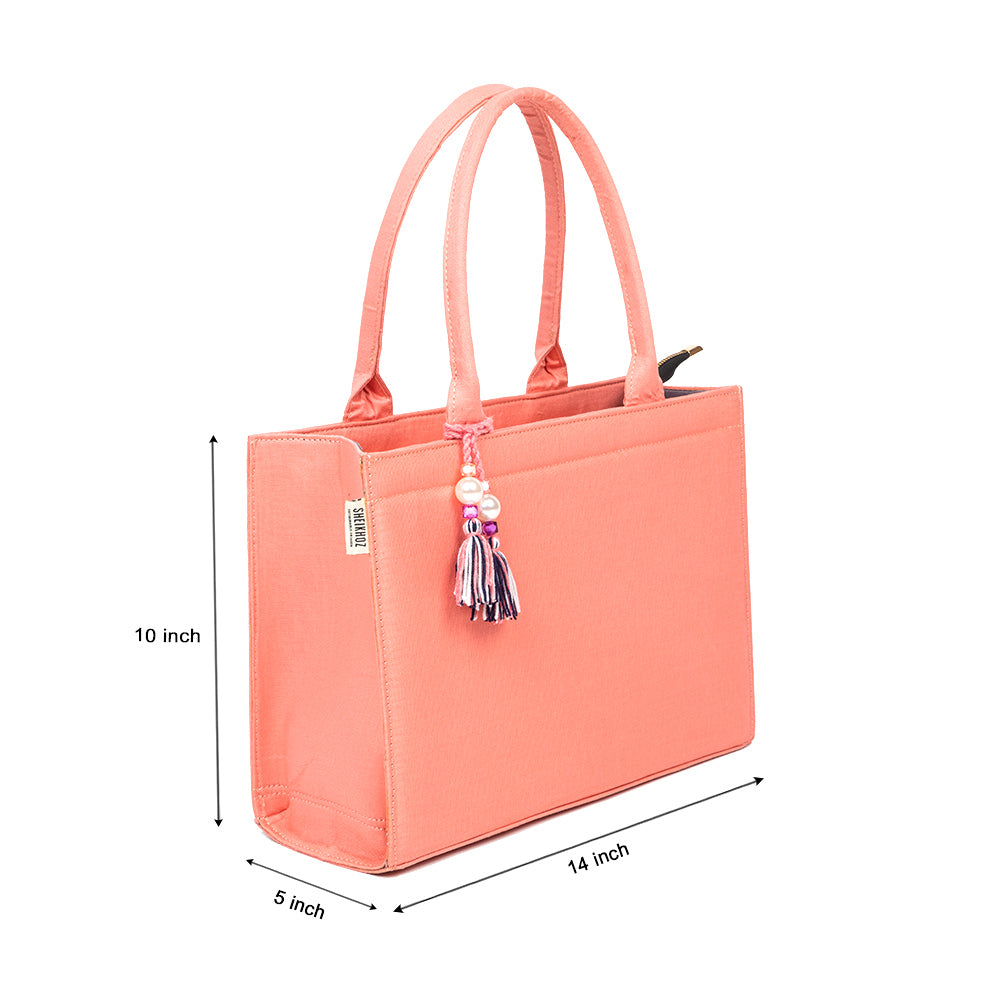 Boho Chic Pink Cotton Tassel Tote – Versatile Everyday Handbag