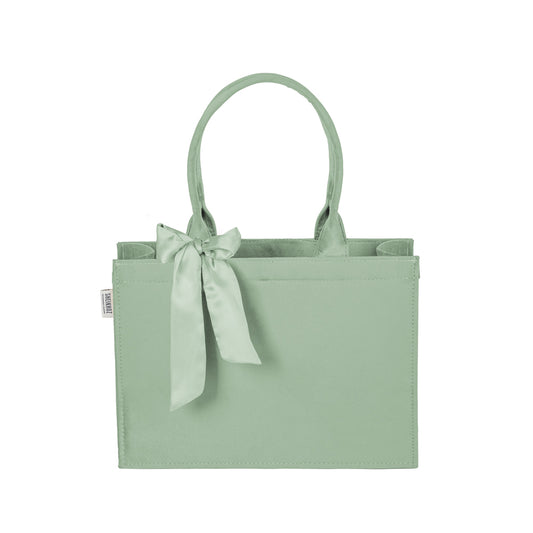 Muted Pistachio Velvet Tote – Soft, Stylish & Eco-Friendly Elegance