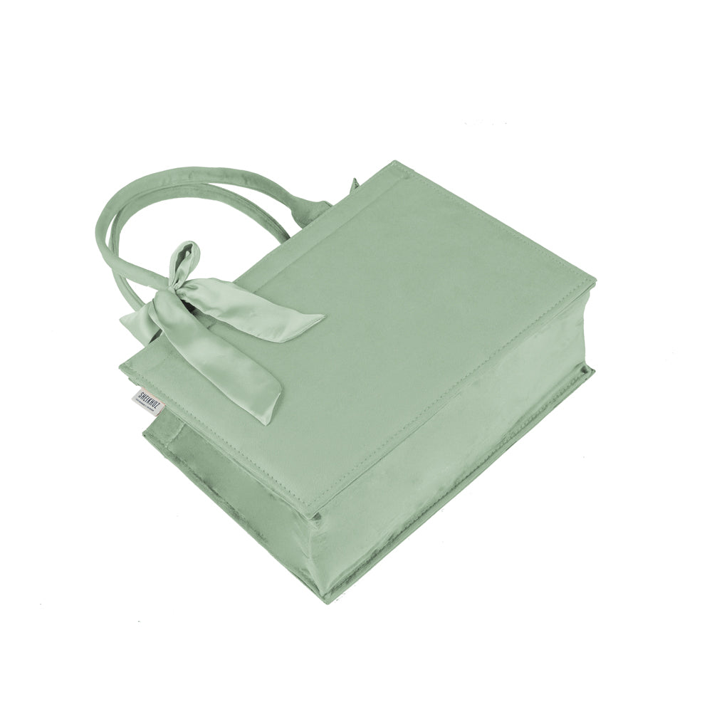 Muted Pistachio Velvet Tote – Soft, Stylish & Eco-Friendly Elegance