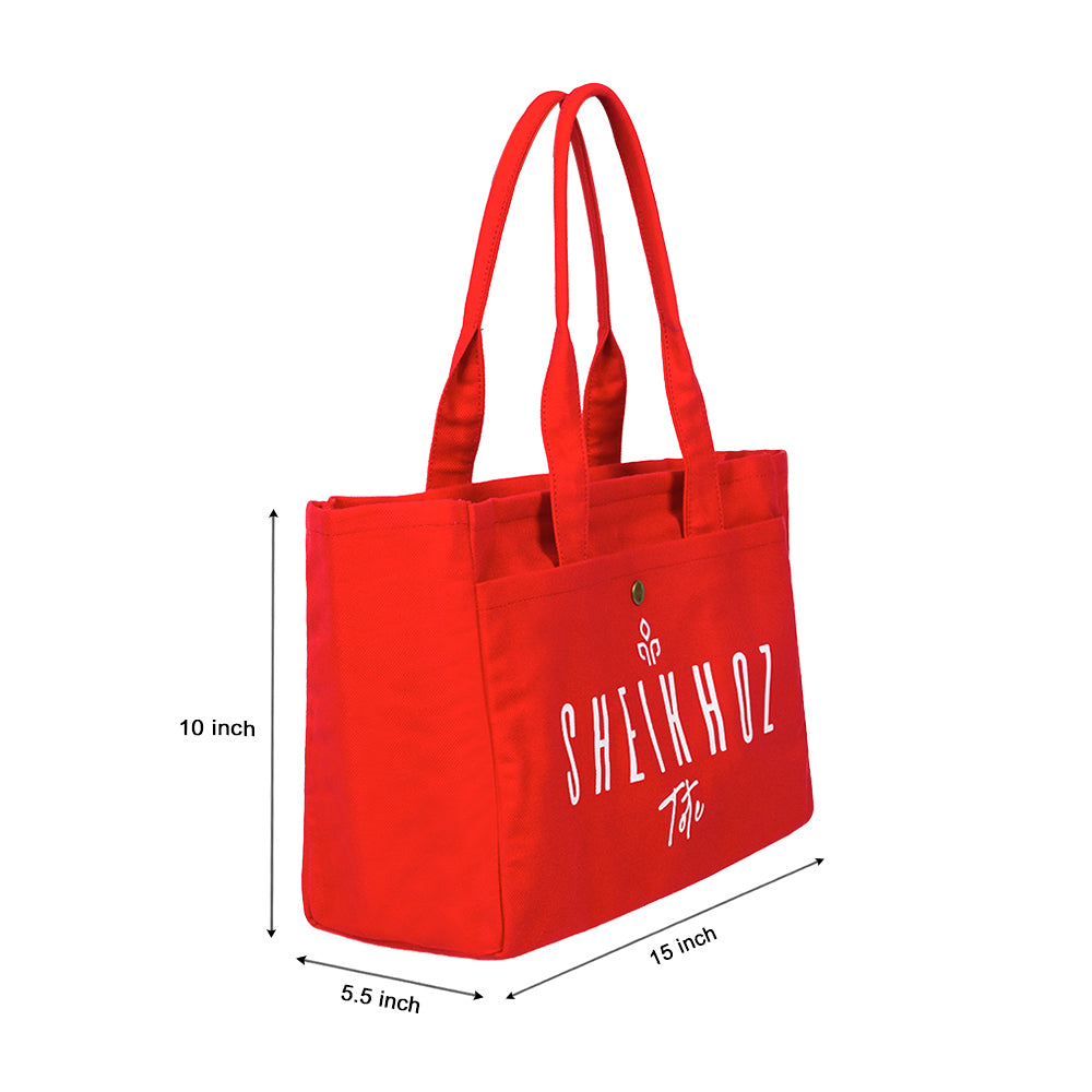 Red Striped Canvas Tote Bag – Casual Handbag