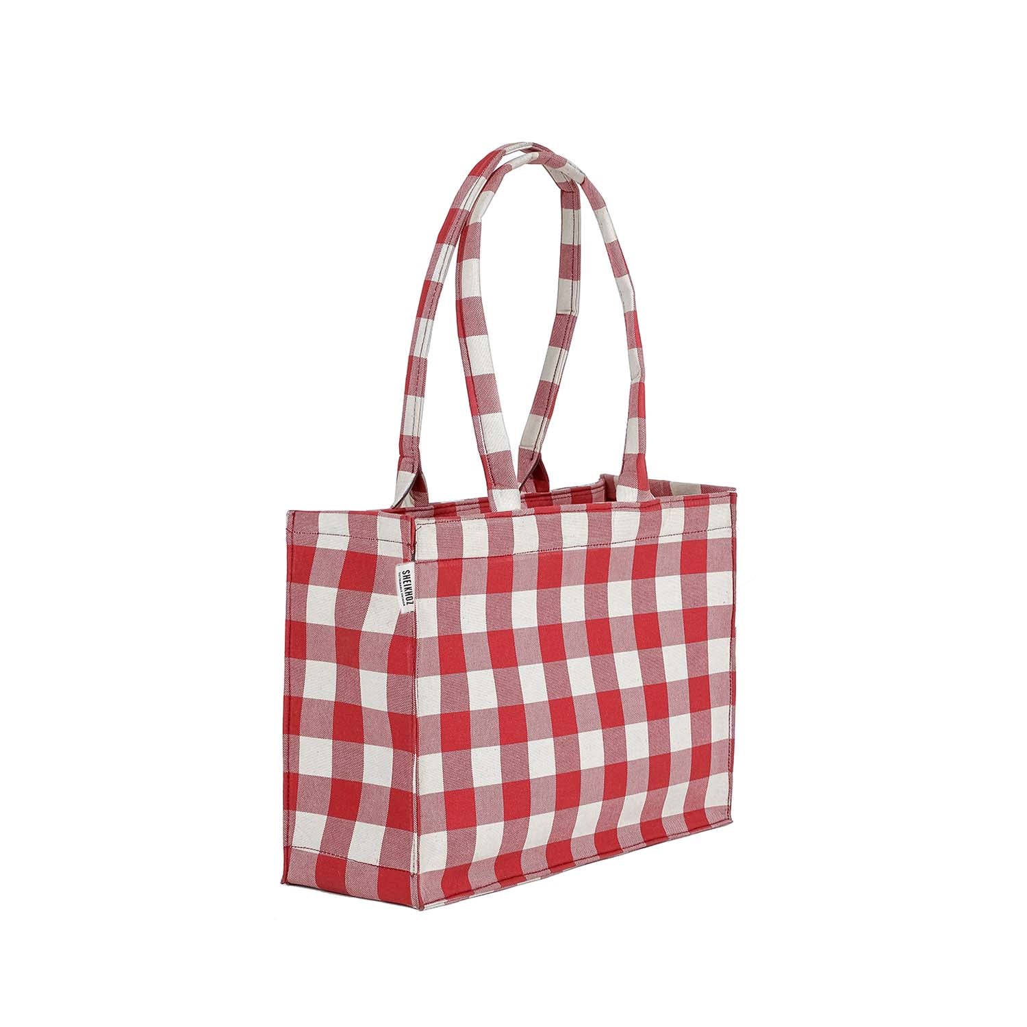 Medium Mimi - Waxed Canvas Red Check Printed Bag