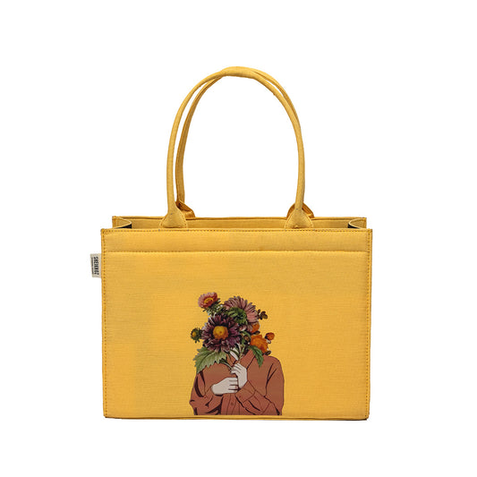 Floral Bliss Yellow Tote – Fresh & Elegant