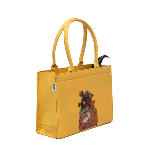 Floral Bliss Yellow Tote – Fresh & Elegant