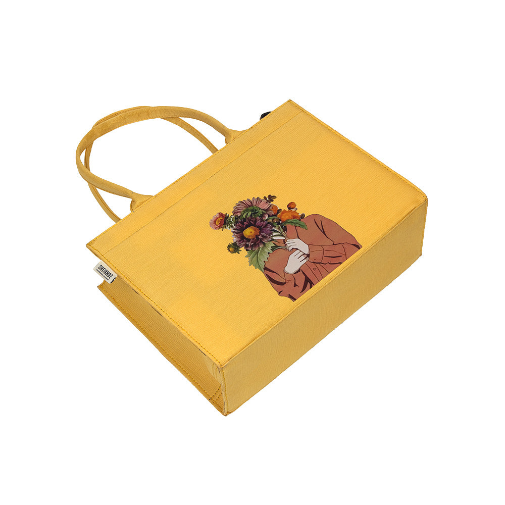 Floral Bliss Yellow Tote – Fresh & Elegant