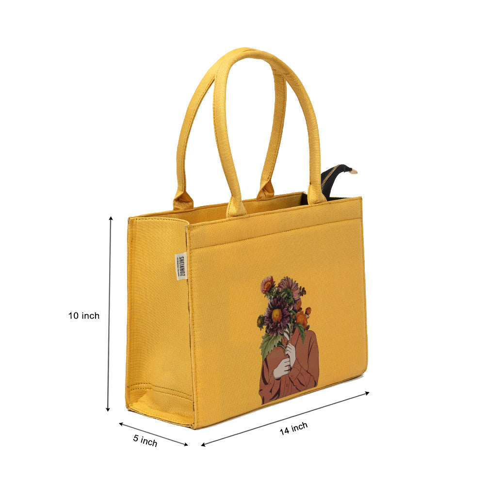 Floral Bliss Yellow Tote – Fresh & Elegant
