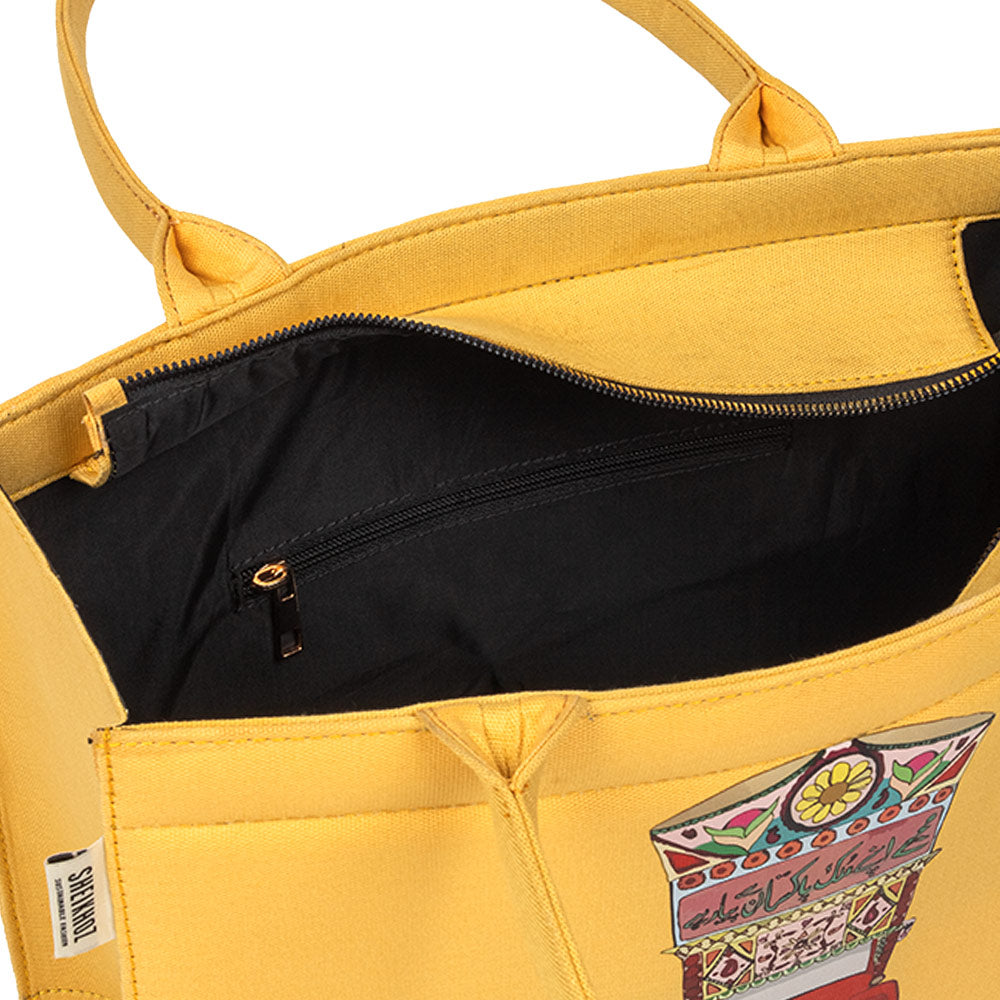 Yellow Truck Art Tote – Vibrant Heritage Statement Handbag