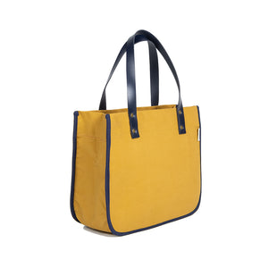 SHEIKHOZ - Canvas with Navy Leather Handles and Piping
